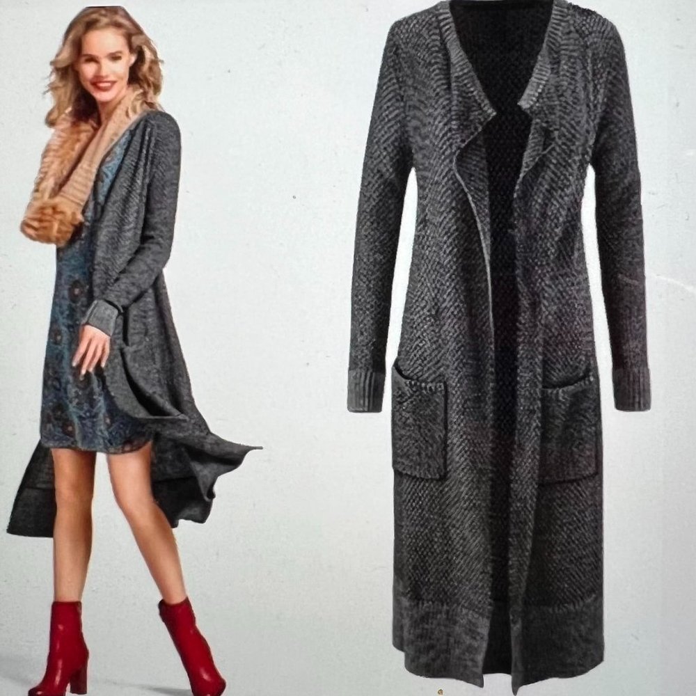 CAbi 3166 Lara Gray Sweater Duster Size Medium